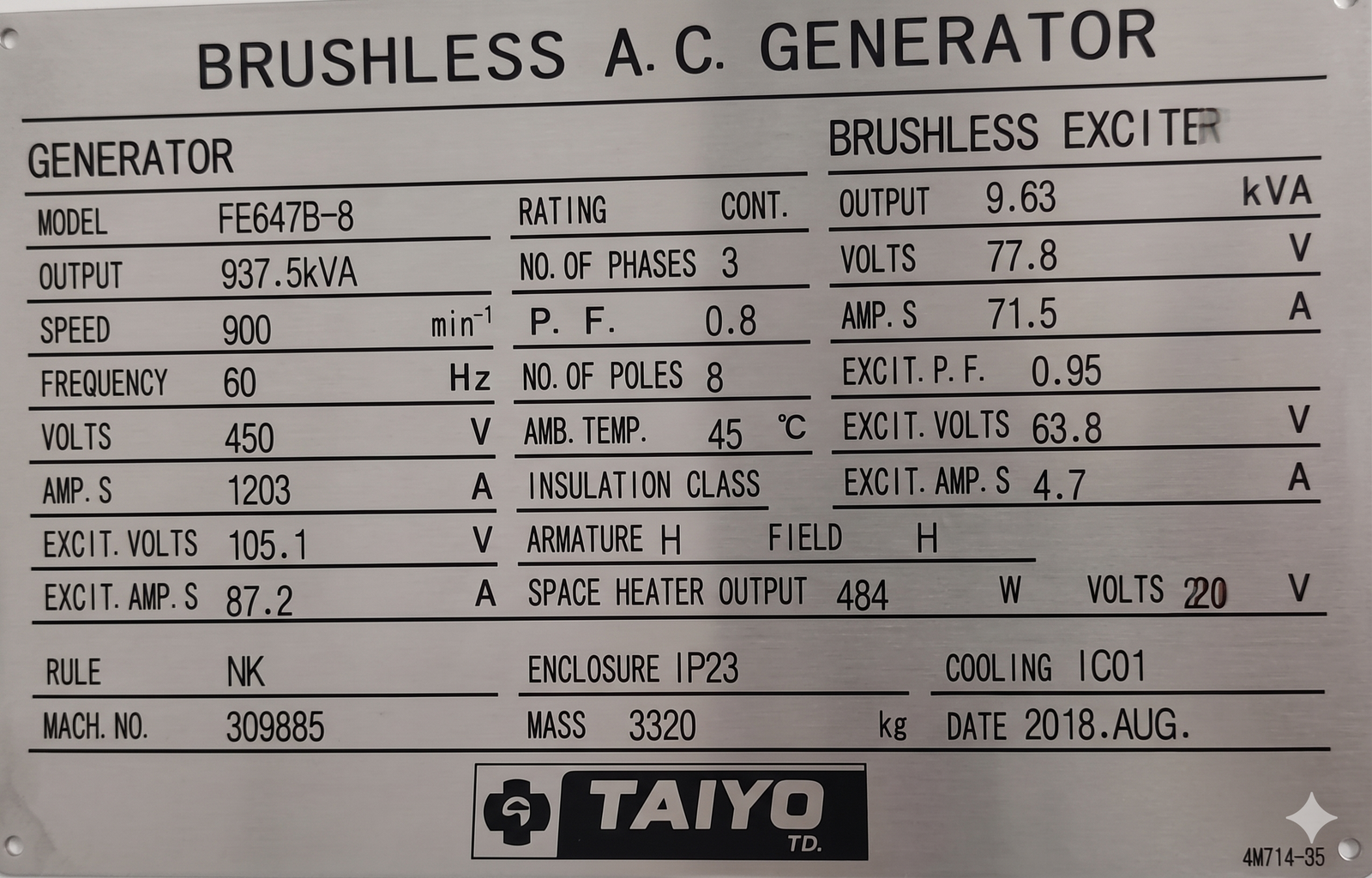 YANMAR 6EY18 ENGINE / GENERATOR